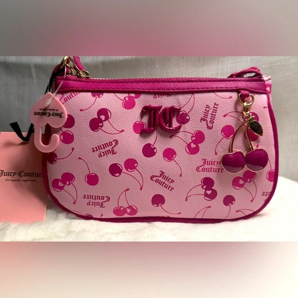 NEW Juicy Couture Pink Cherry Wristlet Purse - Picture 1 of 6